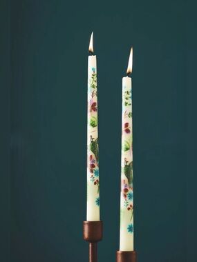 Anthropologie Festive Forest Candle Tapers, Set of 2 NIB